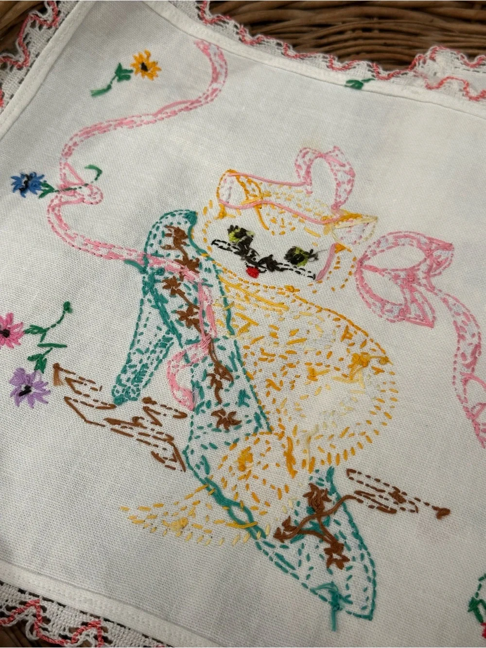 Vintage Grandmas Kitchen Lot Embroidered Linens Limoges Crochet Birds